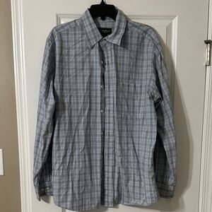 Eddie Bauer Men's Blue Checkered Button Down Shirt